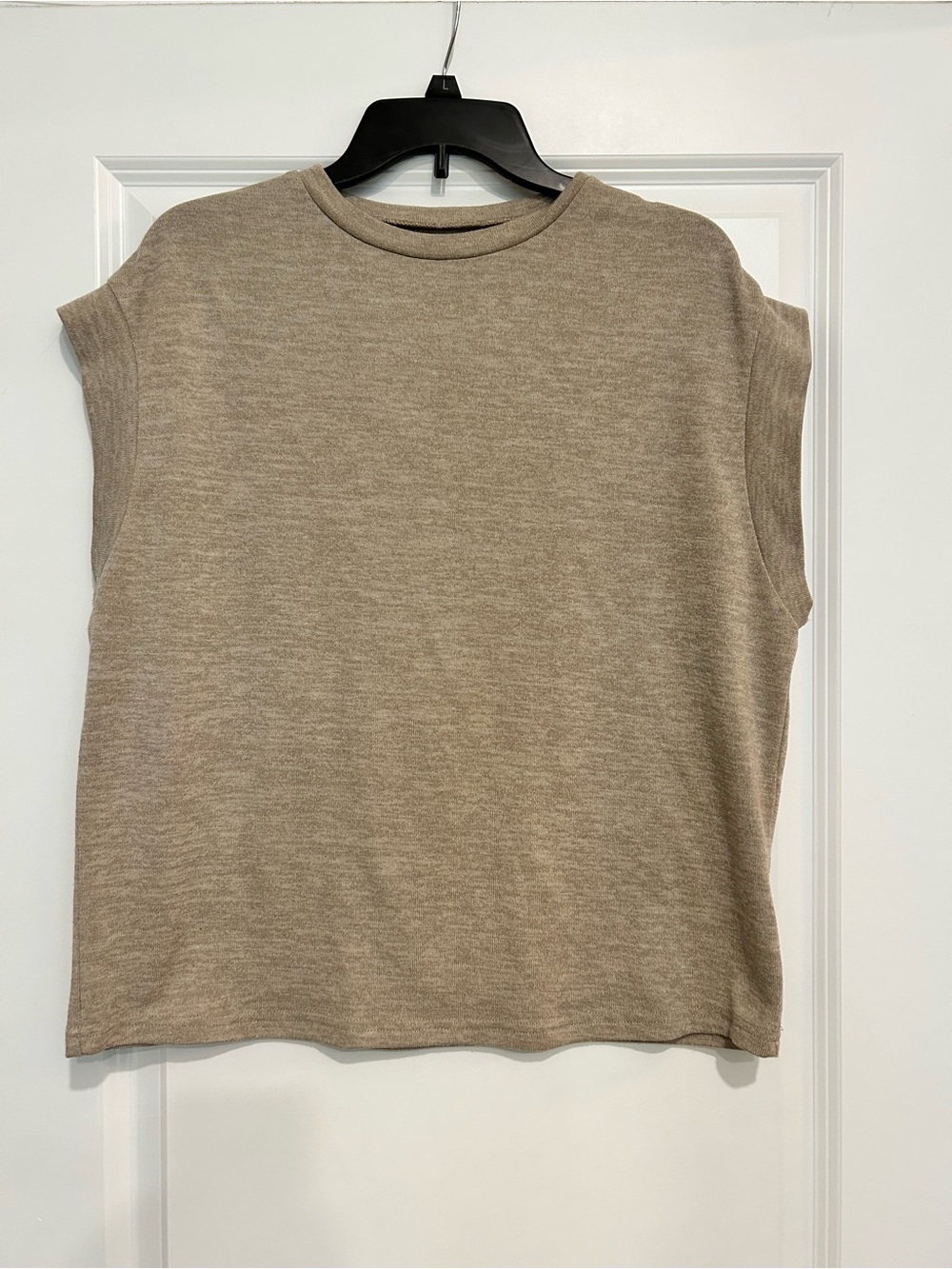 SHEIN Women’s Taupe Beige Knit Cuffed Sleeve Top Size Large